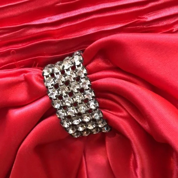 Vintage Lillie Rubin Couture Designer Red Pleated Satin Dress Women’s XS/S 2-4 - Picture 11 of 16